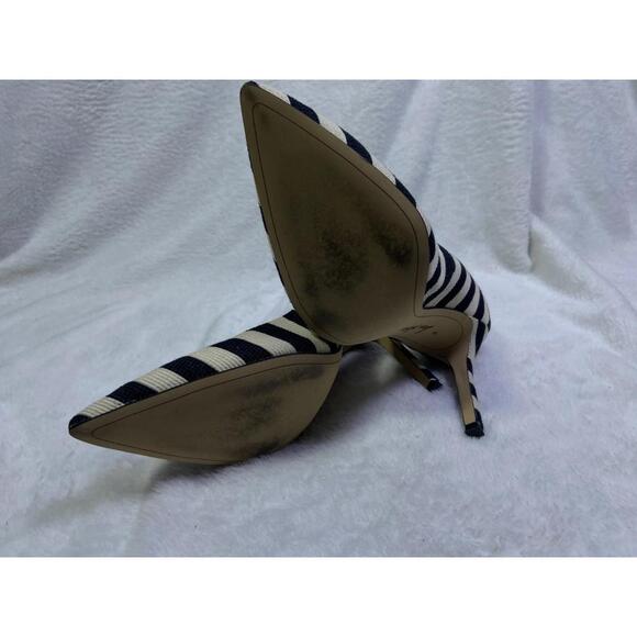 Sam Edelman black white 4" Stripe Heels Stiletto Sz. 7 M US 37 EU Women’s Canvas - Picture 10 of 11